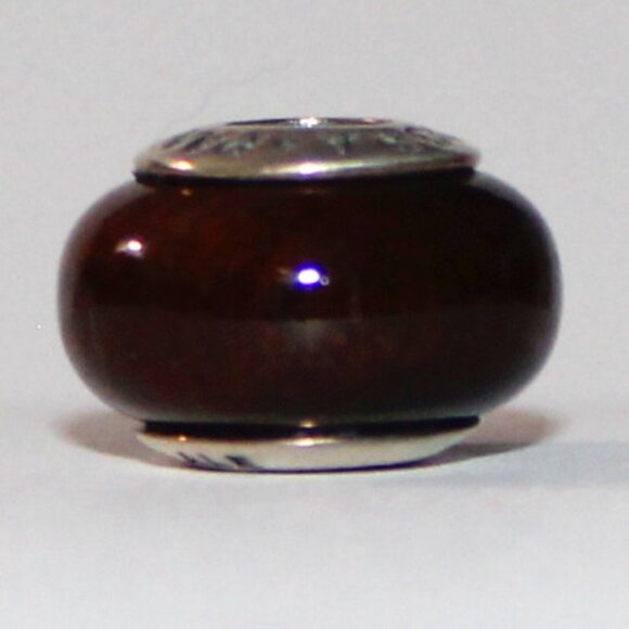 Pandora Wood & Sterling Silver Bead Charm - Picture 1 of 5